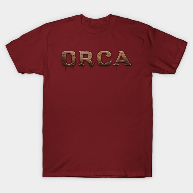 Jaws — Orca Boat Sign (weathered and worn) T-Shirt by GraphicGibbon